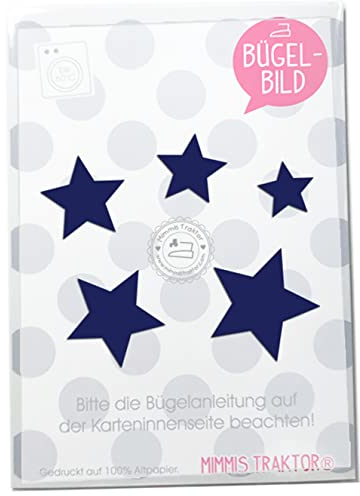 Bügelbild 5 Sterne 4 cm bis 2 cm Flockfolie kleine Aufbügler Applikationen Bügelsticker für Stoffe Textilien Kinder zum Aufbügeln Flicken, Farbe:marine (sehr dunkel)