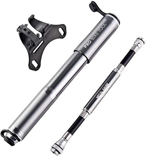 Pro-Bike Tool Mini Fahrradpumpe mit Manometer Presta & Schrader Ventile Manometer Rennrad MTB Fahrrad Reifenpumpe - 6,9 Bar
