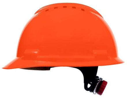 Stenso BBU Bauhelm SP200T Schutzhelm Bauarbeiterhelm - EN 397 Zertifiziert, Leicht & Belüftet, HDPE, 4-Punkt-Befestigung, Kurzes Visier, Schraubenverstellung, 348g, Zubehör-Öffnungen Orange x 1