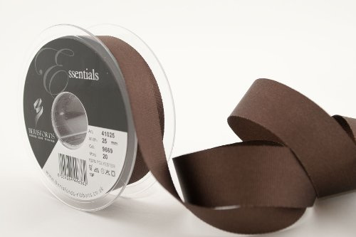 Berisfords Grosgrain Ribbon, Chocolate, 25mm
