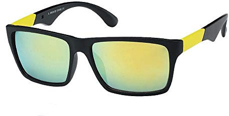 CHICNET Sonnenbrille schwarz bunt verspiegelt Unisex Nerd Brille Bügel 400 UV Retro gelb