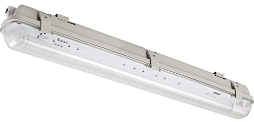 LED's light Led Wannenleuchte 126,5cm, Feuchtraumleuchte mit 1 LED Röhre, 4000K neutralweiß, ideal für Keller und Garagen, Kunststoff grau/transparent - 230V