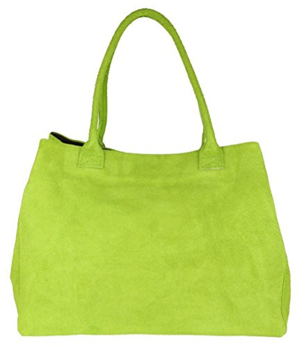 Girly Handbags Italian Suede Leather Tote Bag Real Leather Hobo Shoulder Bag Large Handbag Expandable- Light Green