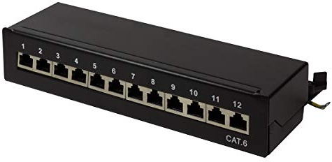 LogiLink Professional Cat.6 (250 MHz) Patchpanel - Verteilerfeld, Tisch/Wand/Desktop, STP (geschirmt) 12-Port (RJ45)