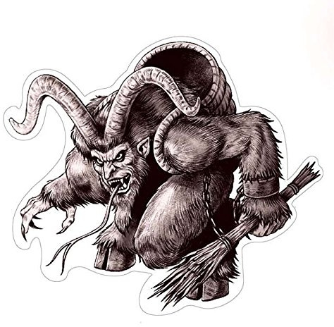 Krampus Aufkleber Sticker Schreckgestalt Fabelwesen Teufel Gehörnte ca. 10x9 cm