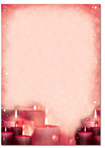 SIGEL DP138 Briefpapier Weihnachten mit roten Kerzen | DIN A4 | 100 Blatt Red Candlelight | weihnachtliches Motivpapier