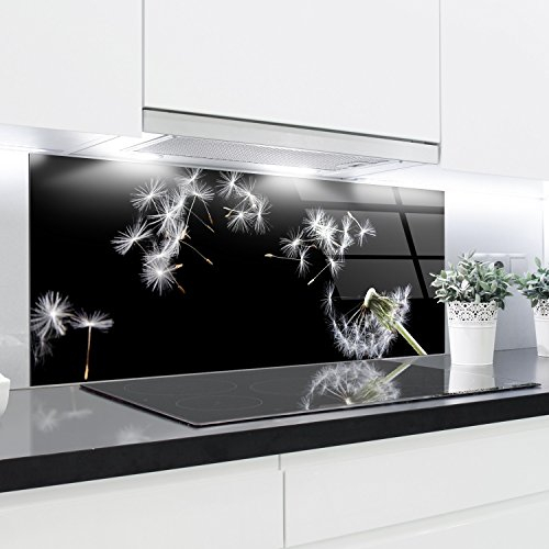 Crédence en verre trempé résistant à la chaleur - 125 x 50 cm - 4 mm d'épaisseur - Idéal derrière les plaques à gaz, vitrocéramique et induction - Facile à nettoyer et à accrocher