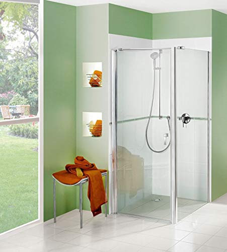 Porte de douche coulissante avec paroi latérale 1000 x 1000 x 2000 mm (l x h) - 2 pièces ESG 6 mm - Effet chromé - Douche 100 x 100 cm