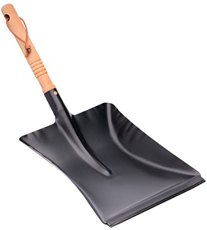 Redecker Kehrschaufel, schwarz, mit Gummilippe, geölter Buchenholzgriff, pulverbeschichtetes Metall, Größe: 45 cm