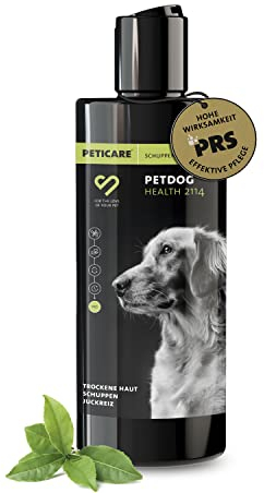 Peticare Anti-Schuppen Shampoo für Hunde | bei Juckreiz & Hautirritationen | für trockene & Sensible Hundehaut | wirkt rückfettend | einzigartiges PRS® System für Lange Wirkung - petDog Health 2114