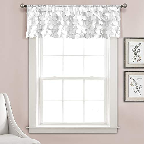 Lush Décor, White Lush Decor Gigi Valance Textured Window Kitchen Curtain (Single), 70 W x 14 L