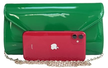 Leah Ward Women's Flap Patent Clutch Bags Wedding Party Handbags 439E (Green 2570)