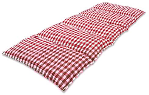Coussin Chauffant Flexible 50x20CM - Coussin en Noyaux de Cerises - Oreiller Thermique en Pierres de Cerisier de 900 grammes en 5 Chambres (rouge à carreaux)
