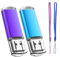 Cle USB 64 Go, EASTBULL Clé USB 2.0 Flash Drive Stockage Disque Mémoire Stick avec Cordes, Ensemble de Deux, Bleu/Violet