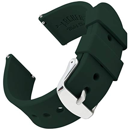 Archer Watch Straps - Correas de Reloj de Silicona Suave de Liberación Rápida (Verde Oscuro, 19mm)