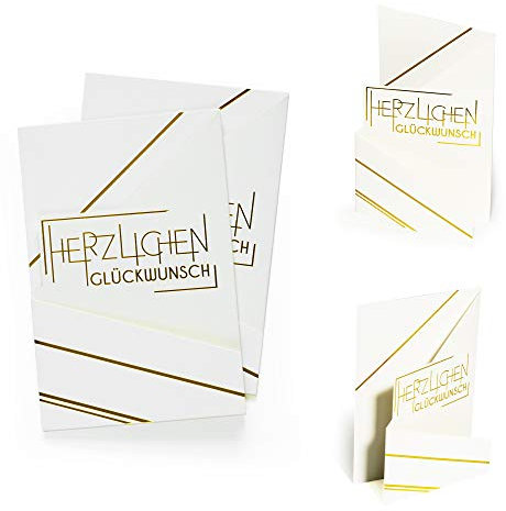 2 Stk Geburtstagskarte Herzlichen Glückwunsch edel in Goldfolie geprägt, zum Aufstellen | Gutschein, Glückwunschkarte zu vielerlei Anlässen, 3D Effekt, X045