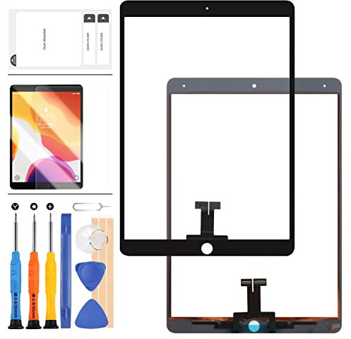 LADYSON Kit de repuesto de pantalla táctil para iPad Pro 10.5 A1701 A1709, (no LCD, sin instrucciones), digitalizador táctil, piezas de reparación de vidrio, incluye vidrio templado (negro)