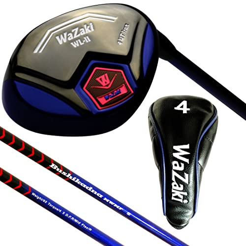 Japan WaZaki Single Hybrid Iron USGA R A Rules Golf Club with Cover,WLIIs Model,Black Blue Finish,Sand Wedge, 46 Degree,Mens Regular Flex,65g Graphite Shaft,Plus Half Inch Length