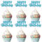 Gyufise 24 Pcs Happy Birthday Cupcake Toppers Blue Glitter Cake Picks for Celebrating Party Decorations