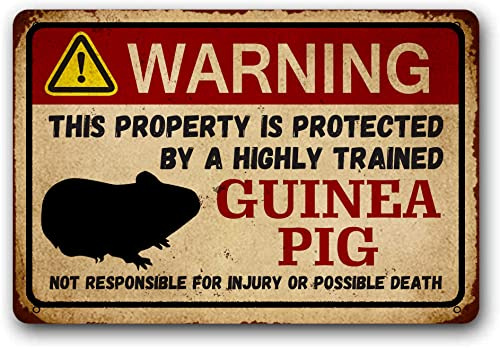 Eveokoki Schild mit Meerschweinchen, lustiges Metallschild, Warnschild, Haustiergeschenk, exotisches Haustier, kleines Haustier-Blechschild, 20,3 x 30,5 cm