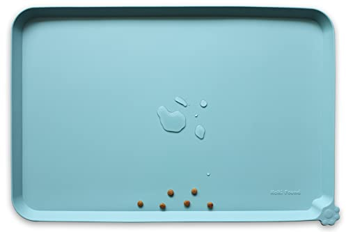 Hoki Found L rutschfeste Futternapf-Matte aus Silikon, für Hunde und Katzen, wasserdicht, für Teppich, Helltürkis