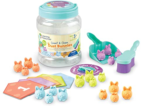 Learning Resources Juego para Contar y Barrer pelusillas, Actividades para niños pequeños, Set de Juguetes didácticos, Juguetes para Aprender los Colores, 29 Piezas, 3+ años