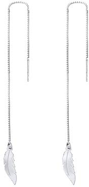 ANDANTE 925 Sterling Silber Damen Ohrstecker Ohrringe Kettenohrringe Durchzieher ** Feder **