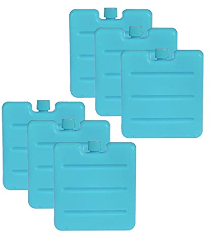Lot de 6 mini blocs de glace fins,Congélation rapide,Longue durée,Pour sacs isothermes, boîtes à déjeuner, pique-niques,Garde la nourriture, les boissons et le shopping au frais (lot de 6)
