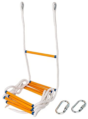 Escalera de Cuerda de Escape de Incendios, Escalera de Emergencia contra Incendios 2 Piso 5.2m, Escalera de Seguridad contra Incendios con Mosquetón, Capacidad de Peso de hasta 907KG Poweka