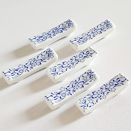 KOPYFANTAP Soporte para Palillos con Caja de Almacenamiento,Palillos Titular de Cerámica Cuchara Tenedor Cuchillo Tenedor Titular 6pcs,Accesorios para Restaurantes Porcelana Azul y Blanca China