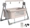 Bueuwe Portable Electric Baby Cradle Baby Swing Crib, 5-gear Microwave Adjustable Rocking Cribs,Foldable Bedside Bassinet with Music and Timing for Infant Newborn，khaki