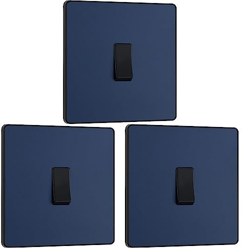 BG Electrical Evolve Single Light Switch, 20A, 2 Way, Matt Blue (Pack of 3)