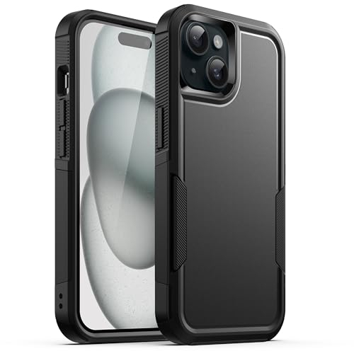 JETech Case for iPhone 15 Plus 6.7-Inch, Heavy Duty Dual-Layer Rugged Protection, Shockproof Protective Tough Phone Cover with Matte Back (Black)