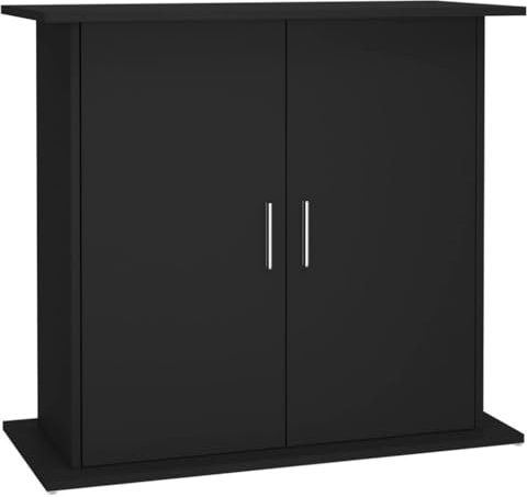 vidaXL Support pour Aquarium, Armoire pour Aquarium avec 4 Compartiments, Meuble de Base pour Aquarium avec Rangement Intérieur, Noir Bois d'Ingénierie