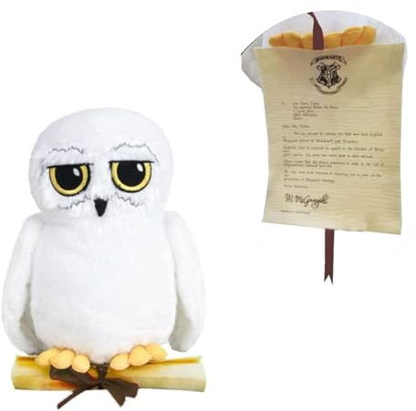 Plüschfigur Hedwig Eule Harry Potter mit Annahmebrief in Hogwarts 25 cm