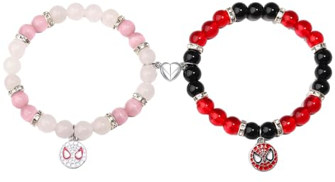 Paar Armband Spider, 2pcs Paar ArmbäNder Spider, Superhelden Couple Bracelet, Spider ArmbäNder für Paare PQKL-party Armband Paare Matching Bracelets Spider für Freundin Partner Geschenk