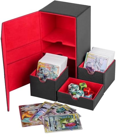 Deck Box für Magic the Gathering Karten,Sammelkarten Box für 200+ Karten mit Würfelfach zwei Trennfächer,Magnetische Deckbox Kartenbox Kompatibel mit MTG,TCG,CCG,PTCG Commander Spielkarten für Sammeln