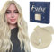 Fshine Tressen Echthaar Blond, Echthaar Tressen zum Einnähen Weißblond 45cm Genius Tressen Extensions Echthaar 50g Haarverlängerung Echthaar Tressen Farbe 1000