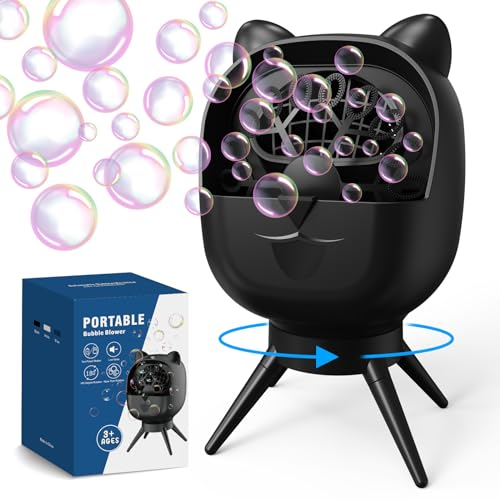 PANACARE Rotierende Seifenblasenmaschine, Automatische Seifenblasenmaschine 20000+Blasen/Min|Rotating 90°/180°|500ML Tank|Wiederaufladbare Akku|18 Löcher für Geburtstag, Party, Hochzeit