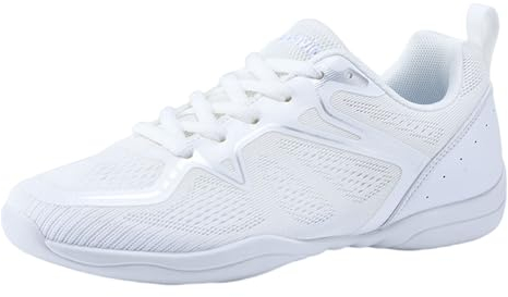Viaoragiosa Damen Cheerleader Schuhe, Weiße Sneaker, Größe 37 EU, Medium, Rutschfest, Atmungsaktiv, Flach, Runde Form, Sportlich, Cheerleading, Gymnastik, Volleyball, Aerobic