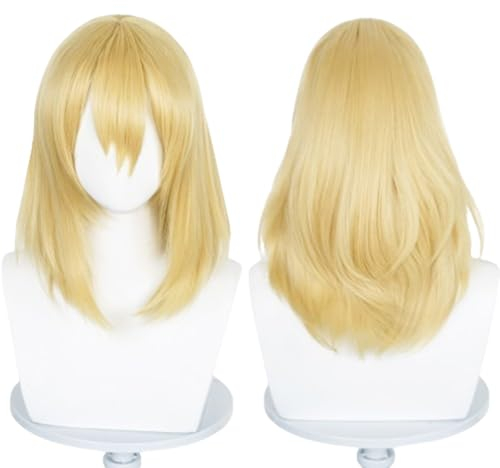 NiceLisa 40cm Kurze Blonde Unisex Howl Perücke Armin Arlart Cosplay Kostüm Perücke