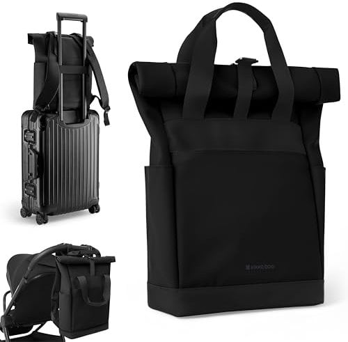 kikka boo CERISE Wickelrucksack, Mommy Bag, Kinderwagenbefestigungen, Große Kapazität, Tragbare Wickelunterlage, Thermotasche, Wasserfeste Tasche, Mehrzwecktasche, Schwarz