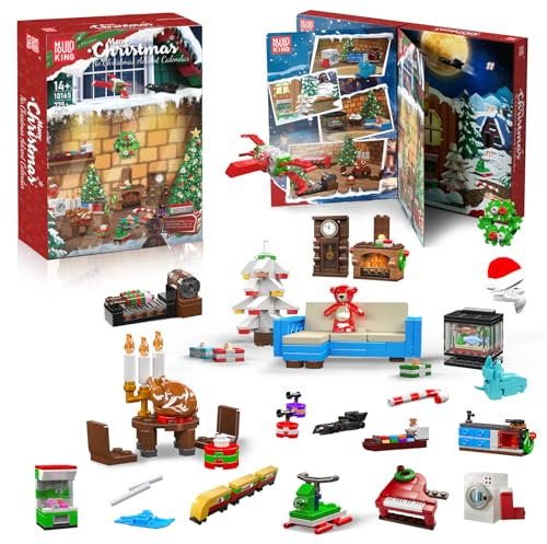 Mould King Adventskalender 2025 Weihnachtsbaum Bausteine Set - 725 Teile 24 Tage Countdown Kalender Weihnachten Spielzeug, Weihnachts Bausatz Adventskalender Geschenke für Kinder Jungen Mädchen (Rosa)