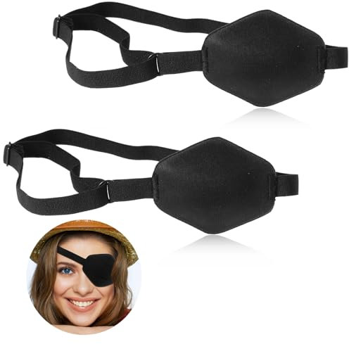 Tyqour 2pcs cache oeil adulte enfant cache-œil medical pirate patch oculaire pour adulte cache œil réglables patch médical doux, amblyopie, strabisme et après une chirurgie