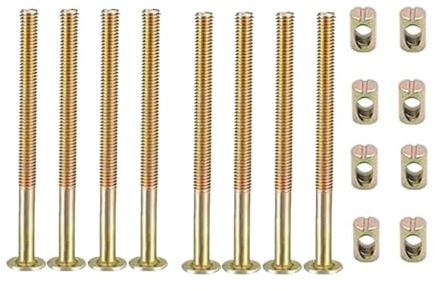 Lot de 8 boulons M6 x 80 mm en acier au carbone pour meubles, vis hexagonales avec écrous baril pour chaises, meubles, lits