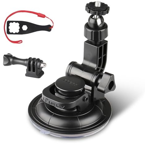 HSU Soporte de Ventosa para Coche Compatible con Cámaras GoPro Hero 13/12/11/10/9/8/7/6/5/4/3, Osmo Action 5/4/3, Insta360, Parabrisas y Ventanillas