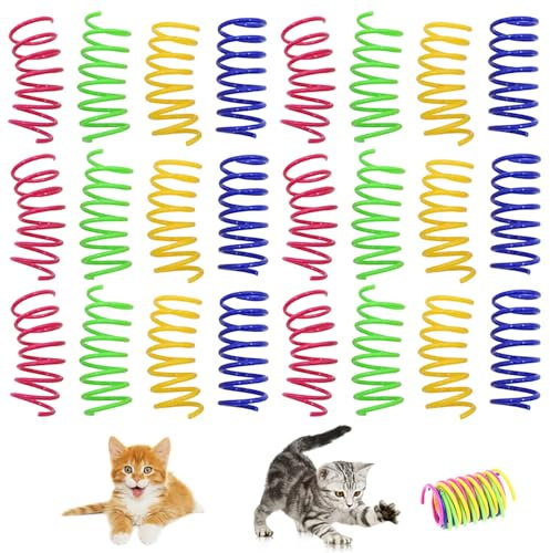 Eupneicu Katze Spielzeug [24 Stück], Interaktives Spirale Katzenspielzeug, Cat Toy, Buntes Kreatives Kunststoff Spiral Design, Cat Toys for Indoor Cats
