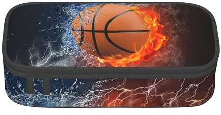 Gaakvrr Federmäppchen mit Basketballmotiv für Jungen und Kinder, niedliche Federtasche mit Doppelreißverschluss, tragbares Federmäppchen für Schul- und Bürobedarf