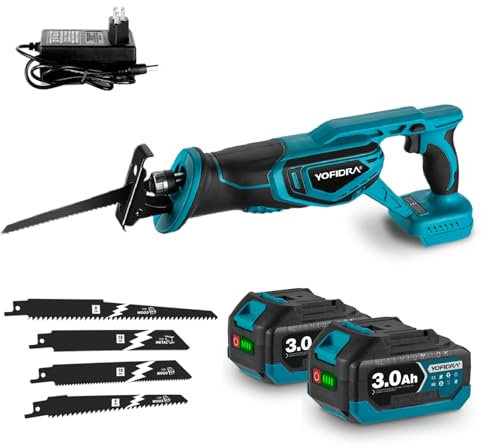 Yofidra Cordless Reciprocating Saw 18V Brushless Saber Saw for Wood Projects 4 Blades & Fast Charger