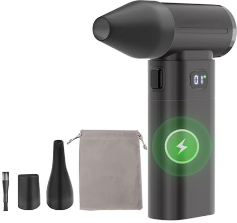 Elektrische Staubgebläse, PDGROW Druckluftspray, 150000RPM Leistungsstarkem Bürstenlosen Motor Air Duster Reinigungsset mit LED Notlicht, 6 Geschwindigkeiten, PC Reinigung, Tastatur Reiniger Druckluft